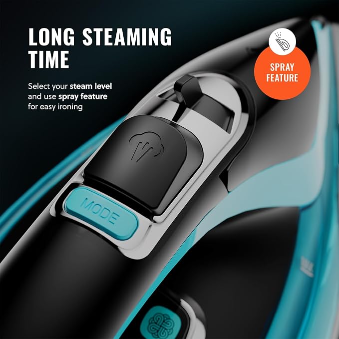 PurSteam SteamTech Elite 1750W Steam Iron, Digital Temp Control & LED Display - Image 6