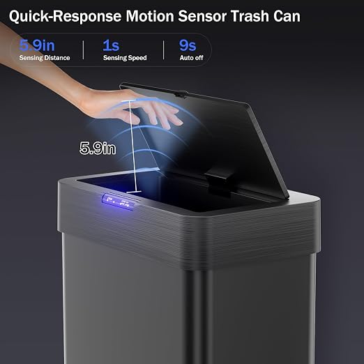 TLSUNNY 13.2 Gallon Motion Sensor Trash Can, Touchless Automatic Garbage Can - Image 3