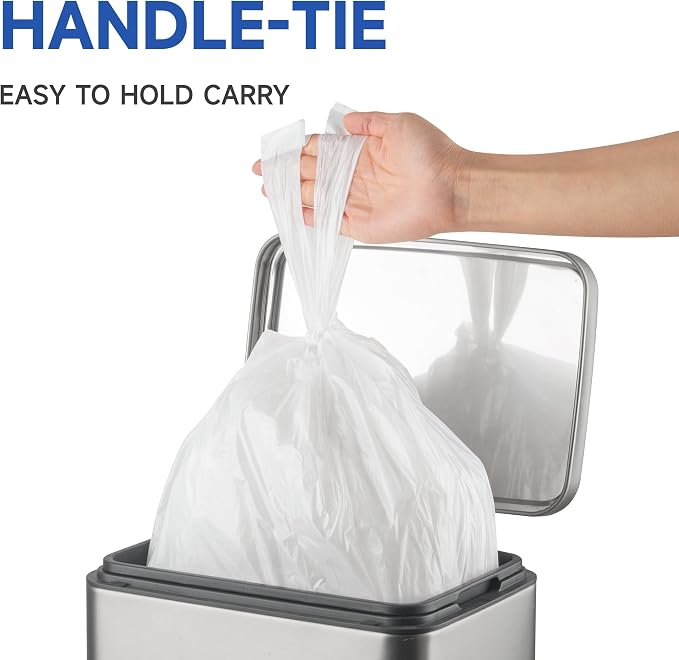 Small Trash Bags with Handles 1.2 Gallon 50 Count White - Image 5