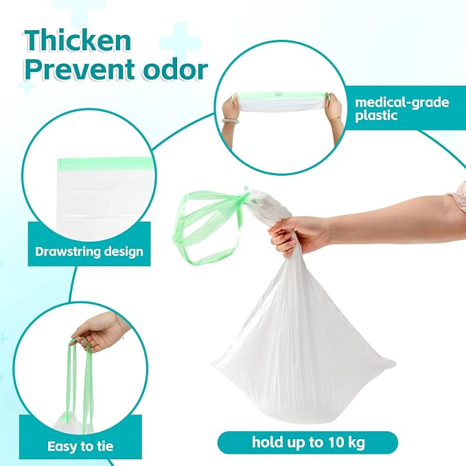 120 Pack Commode Liners with Super Absorbent Pads, Disposable Leakproof Bedside - Image 3