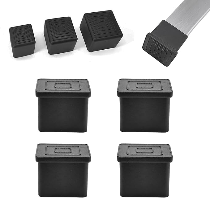 4 Pcs 4" x 4" Square Rubber Chair Leg Caps, PVC Table Leg Covers, Flexible & by BOPOREAE