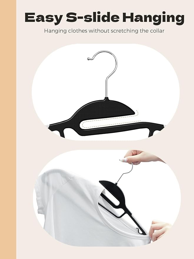 HOUSE DAY Black Plastic Hangers 30 Pack, Slim Space Saving, Non Slip Clothes - Image 5