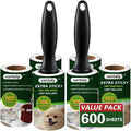 Lint Rollers for Pet Hair Extra Sticky, 600 Sheets Value Set Lint Roller by vantaly