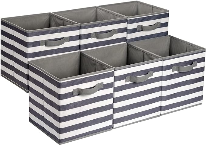 Amazon Basics Cube Organizer Storage Bins Handles, Collapsible Fabric, by AmazonBasics