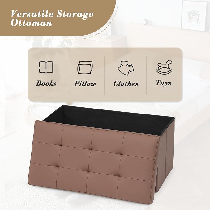 Athena Collection 30" Storage Ottoman Bench Folding Bench - Image 5