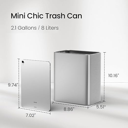 Cesun Small Bathroom Trash Can 2.1 Gallon Wastebasket, Modern Metal Garbage Can - Image 3