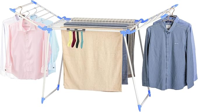Clothes Drying Rack, Gullwing Laundry Rack, Collapsible, Space-Saving Laundry by YUBELLES