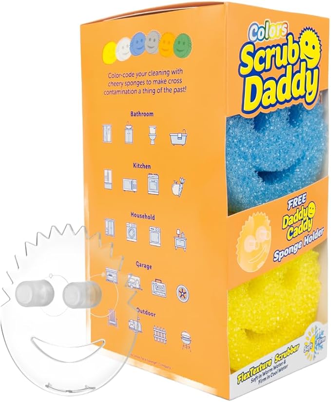Scrub Daddy 6 Kitchen Sponges & 1 Daddy Caddy Dish Sponge Holder by ScrubDaddy