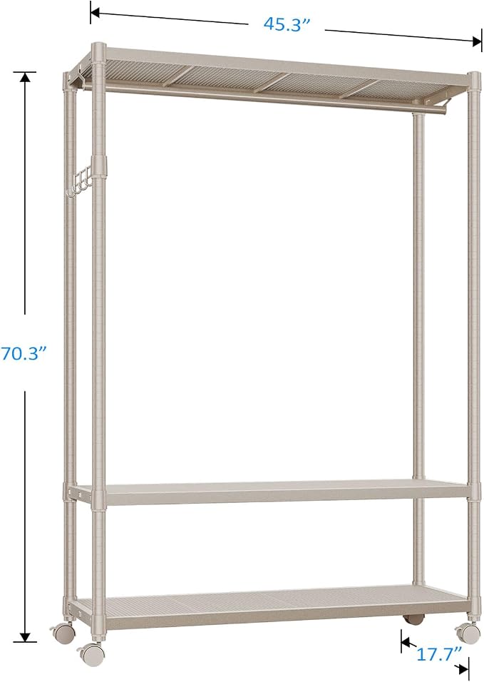 IZEUK Heavy Duty Rolling Garment Rack Wire Clothes Rack - Image 8