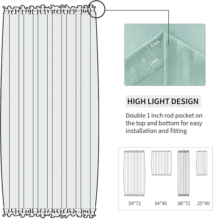 DWCN French Door Curtains – Rod Pocket Thermal Blackout Curtain - Image 3