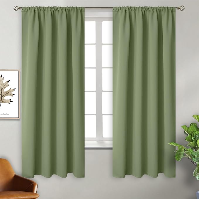 BGment Olive Green Blackout Curtains 63 Inch Length by BGment