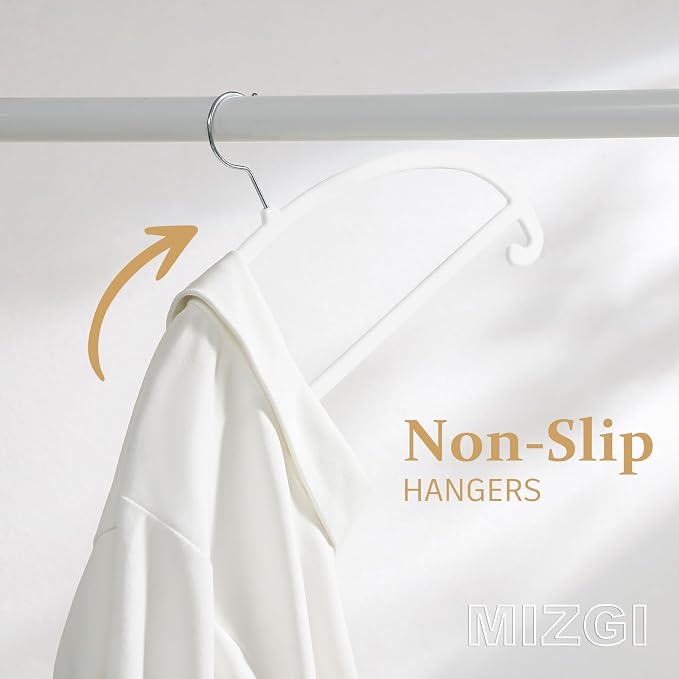 MIZGI 50 Pack White Velvet Hangers - Image 4