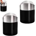 2 Pack Mini Trash Can for Desk, Swing Lid Brushed Stainless Steel Countertop by Unknown