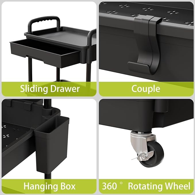 4 Tier Rolling Cart Organizer, Art Craft Diaper Bedside Snack Laundry Room - Image 4