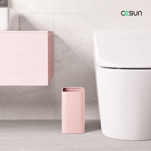 Cesun Pink Bathroom Trash Can 2.1 Gallon Wastebasket, Small Modern Metal - Image 2