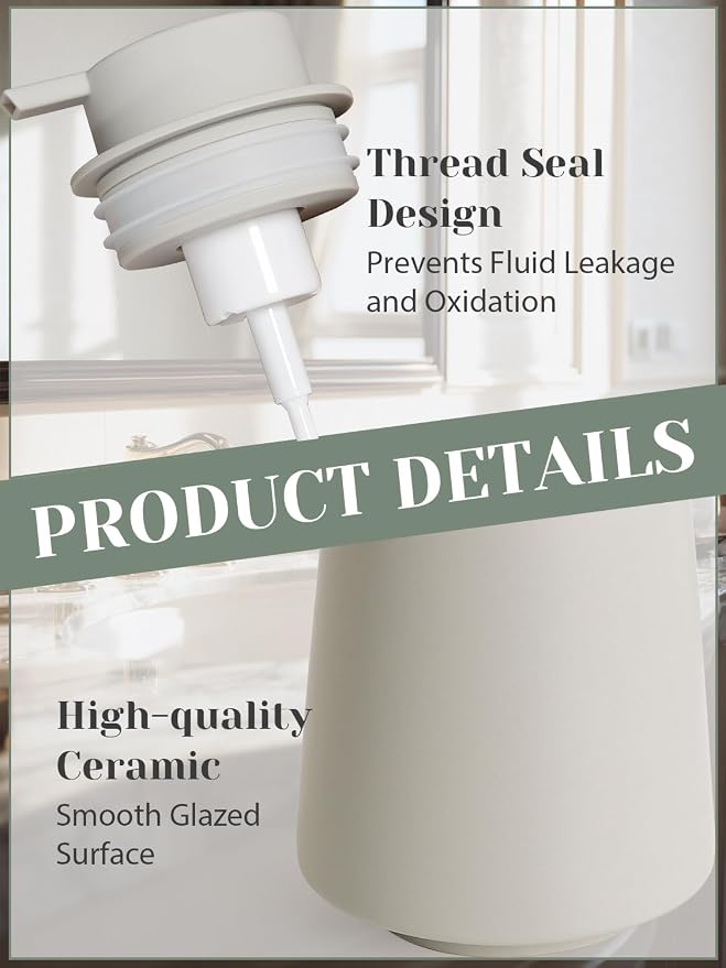 INGOFIN Ceramic Foaming Soap Dispenser -14 oz Foam Hand Soap Dispenser Bathroom - Image 5