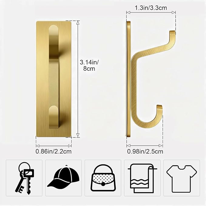 pickpiff Self Adhesive Hooks, Extra Sticky 10LB, Heavy Duty Stainless, Stick On - Image 4