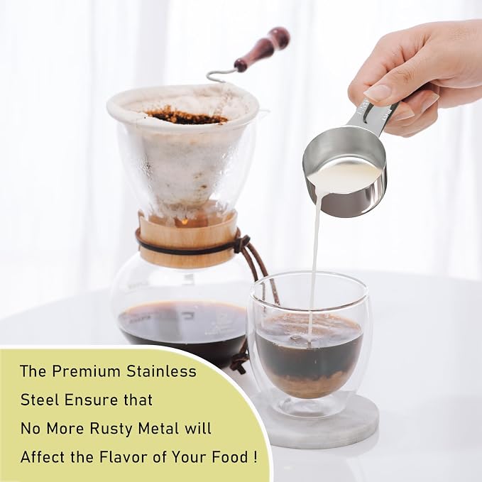 4PCS 1/2Cup Single Measuring Cup, Stainless Steel Measure Scoop, Metric and US - Image 4