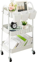 danpinera 3-Tier Rolling Cart, Metal Rolling Storage Cart by danpinera