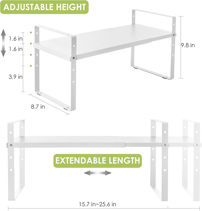 Expandable Cabinet Shelf Organizer Rack, Stackable Kitchen Counter Storage - Image 5