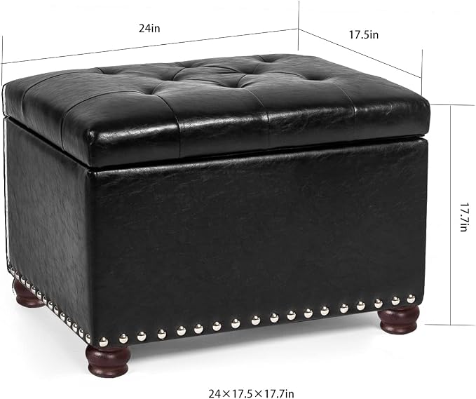 Joveco Leather Storage Ottoman, - Image 3