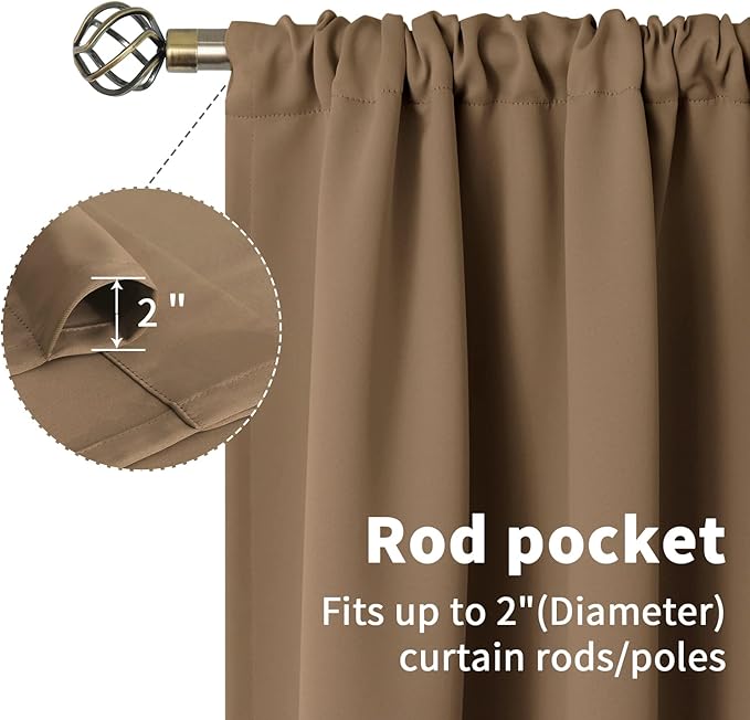 BGment Taupe Blackout Curtains 63 Inches Length 2 Panels - Image 5