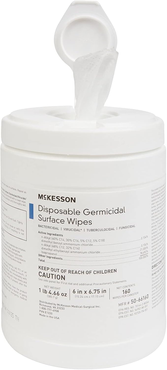 McKesson Germicidal Wipes Disinfecting Wipes, Alcohol Cleaning Disinfectant - Image 9