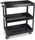 3-Tier Commercial Utility Cart, 3 Shelves Steel Service Tool Cart by LFGUD