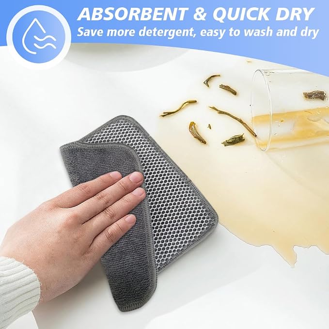 KinHwa Kitchen Washcloths for Dishes Absorbent Microfiber Dish Cloths Quick Dry - Image 5