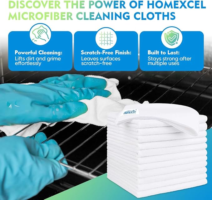 HOMEXCEL Microfiber Cleaning Cloth 20 Pack 11.5 x 11.5 inch Microfiber Towels - Image 2