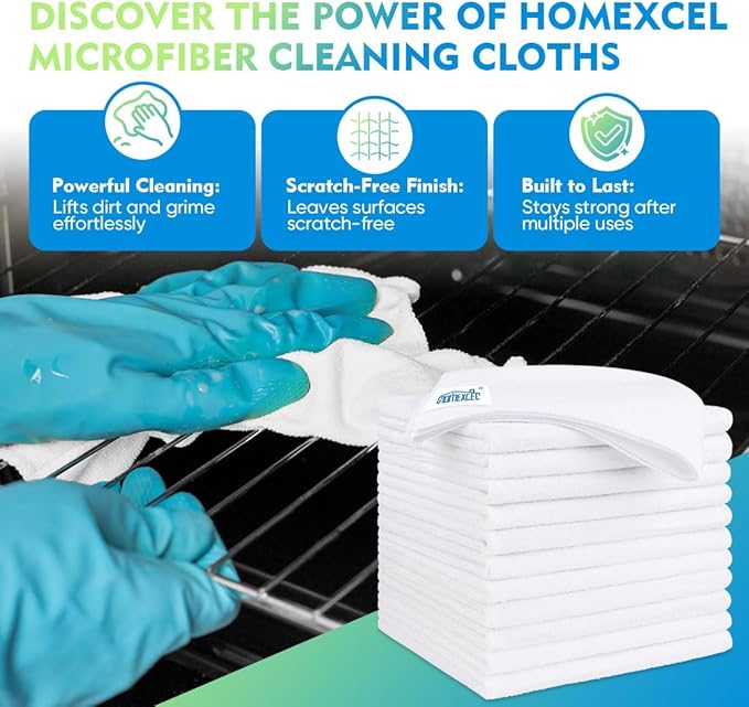 HOMEXCEL Microfiber Cleaning Cloth 6 Pack 12.5 x 12.5 inch Microfiber Towels - Image 2