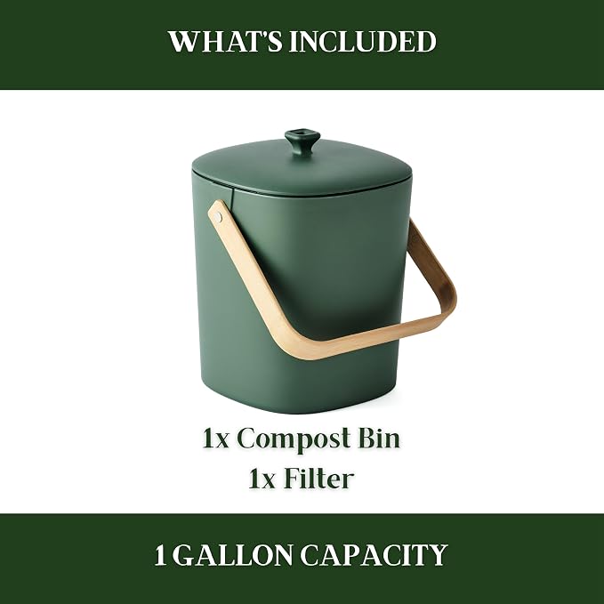 Bamboozle Countertop Compost Bin Kitchen | 1 Gallon | Odorless Composting Bin - Image 3