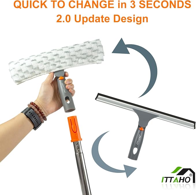 ITTAHO Squeegee for Window Cleaning, Extendable Window Cleaner for Car - Image 5