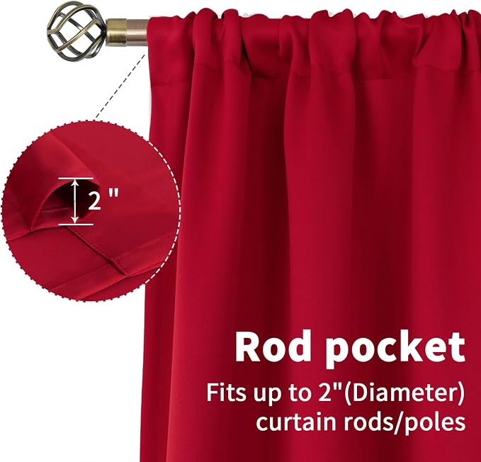 BGment Red Blackout Curtains 36 Inches Length - Image 5