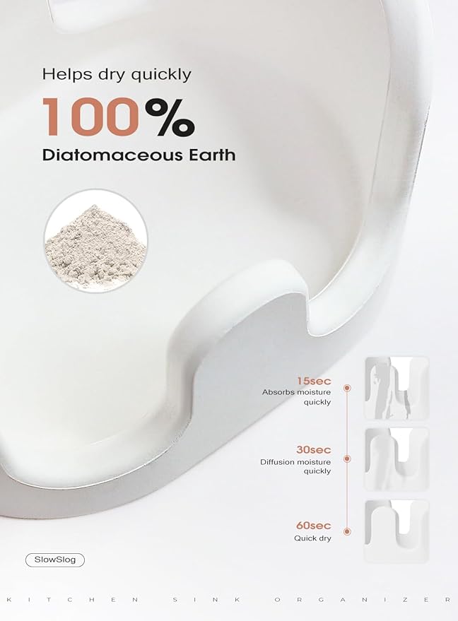 Double Sponge Holder, Water-Absorbing Stone Dish Sponge Caddy - Image 5