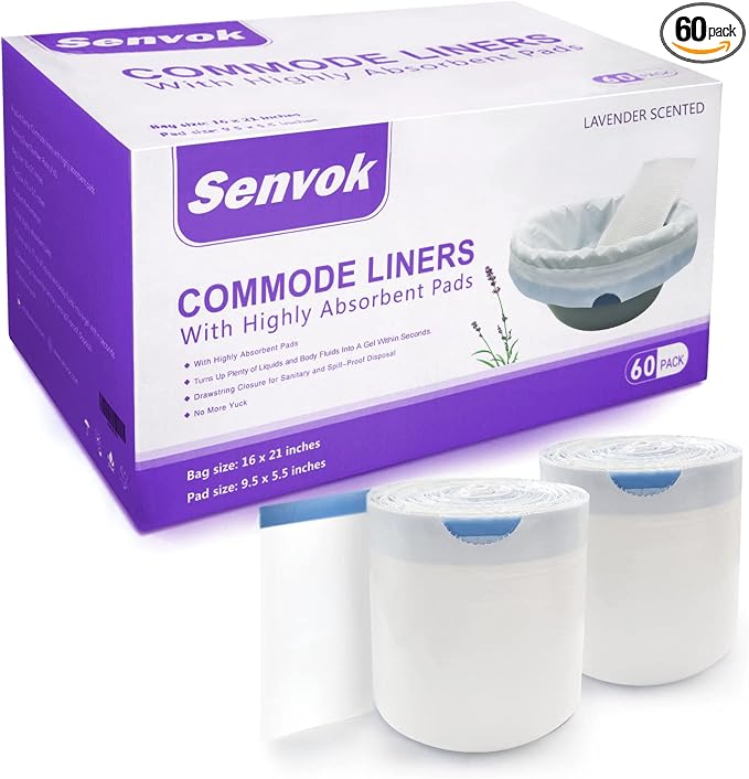Senvok Commode Liners with Highly Absorbent Pads by Senvok