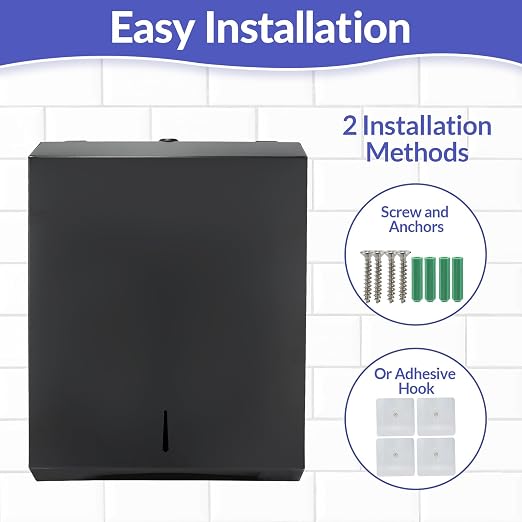 Paper Towel Dispenser Wall Mount, Matte Black Stainless Steel Commercial Paper - Image 3