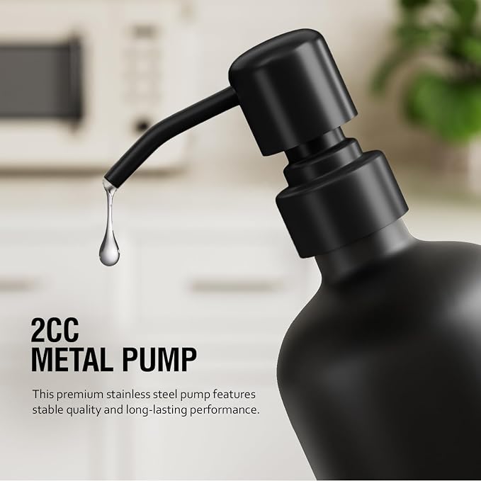 MOMEEMO Black Soap Dispenser Set, Contains Dish and Hand Soap Dispenser - Image 4