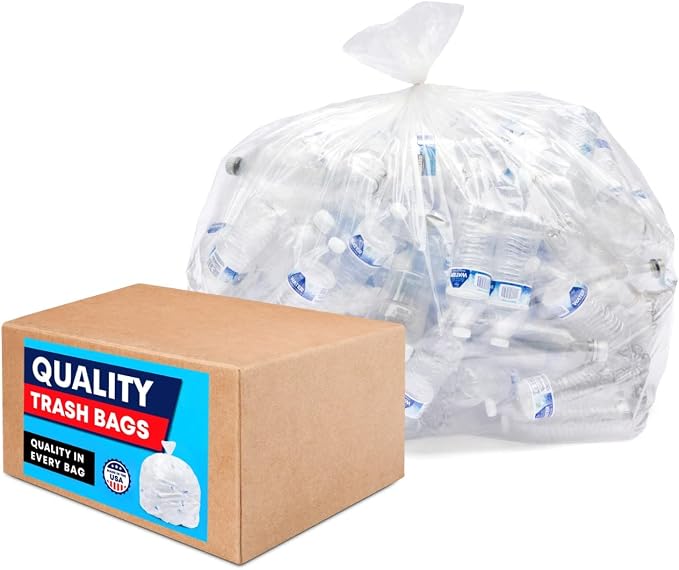 Tasker 30-33 Gallon Trash Bags Heavy Duty Clear Large Plastic Recycling Garbage - Image 6