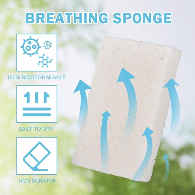 YoleShy 48 Pack White Sponges Kitchen Natural Compressed Cellulose Sponges - Image 4