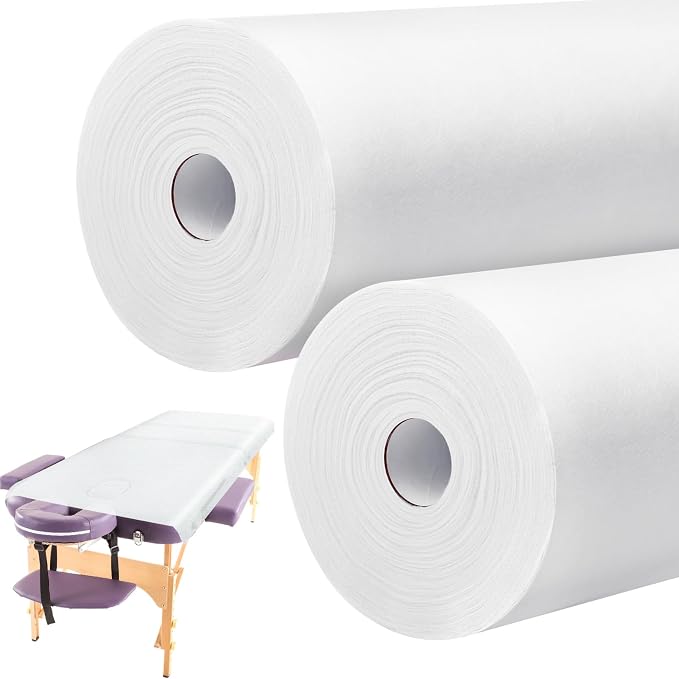 Tudomro 2 Roll Disposable Non Woven Bed Sheets 24 x 71 Inch Massage Table Paper by Tudomro