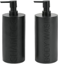 Matte Black Resin 2 Piece Shampoo and Body Wash Dispenser Set, Luxurious by IndecorHome