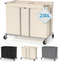 230L Rolling Laundry Hamper, 2-Section Laundry Basket by Hodonas