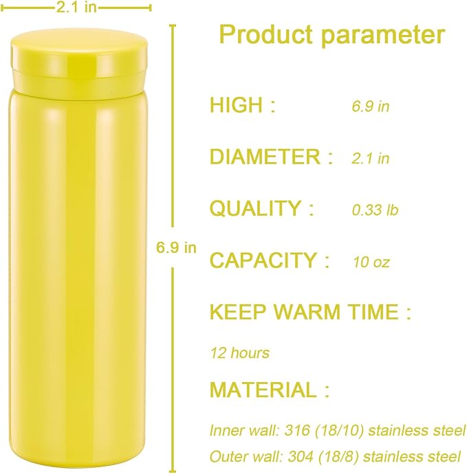 10oz Mini Water Bottle Stainless Steel Thermos Small Flask - Image 2