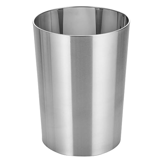 mDesign Stainless Steel Round Metal Trash Can, Small 4 Gallon Wastebasket by mDesign