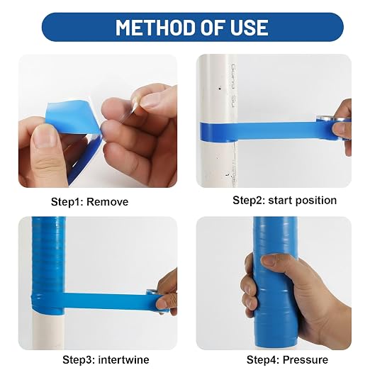 Self Fusing Silicone Tape 2 Rolls 1 in x 10' Blue Waterproof Rescue Tape Rubber - Image 3