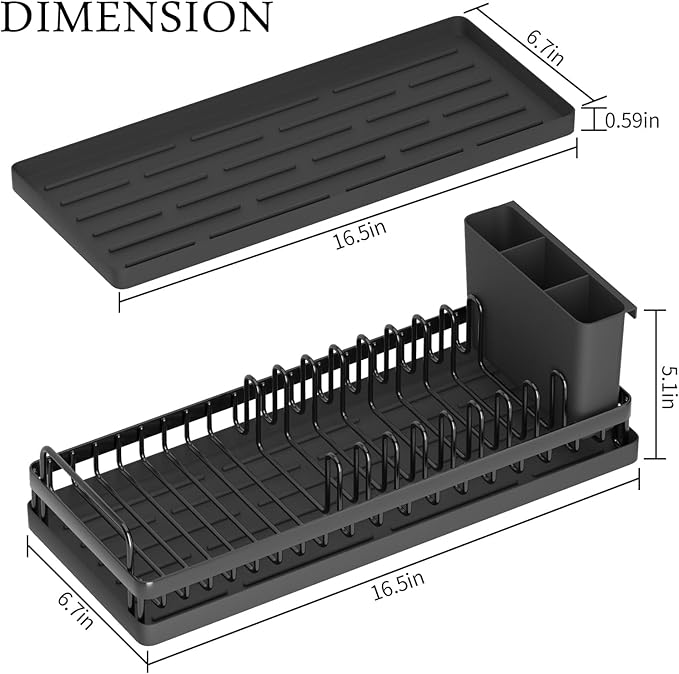 Small Dish Drying Rack, Compact Sink Dish Drainer Plate Rack Organizer - Image 6