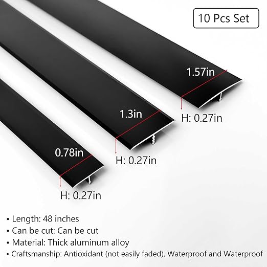 10Pcs Aluminum T Molding Floor Transition Strip, 48In Aluminum T Molding Trim - Image 3