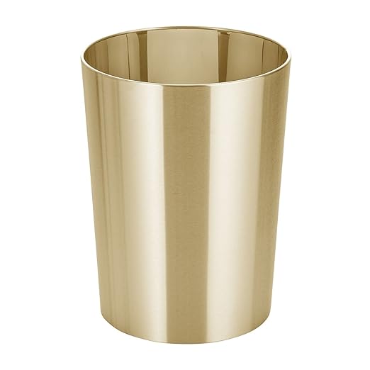 mDesign Stainless Steel Round Metal Trash Can, Small 2.8 Gallon Wastebasket - Image 4