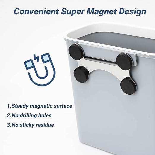 Skyflame Magnetic Hanging Trash Can, 2.1 Gallon Plastic Garbage Container - Image 4